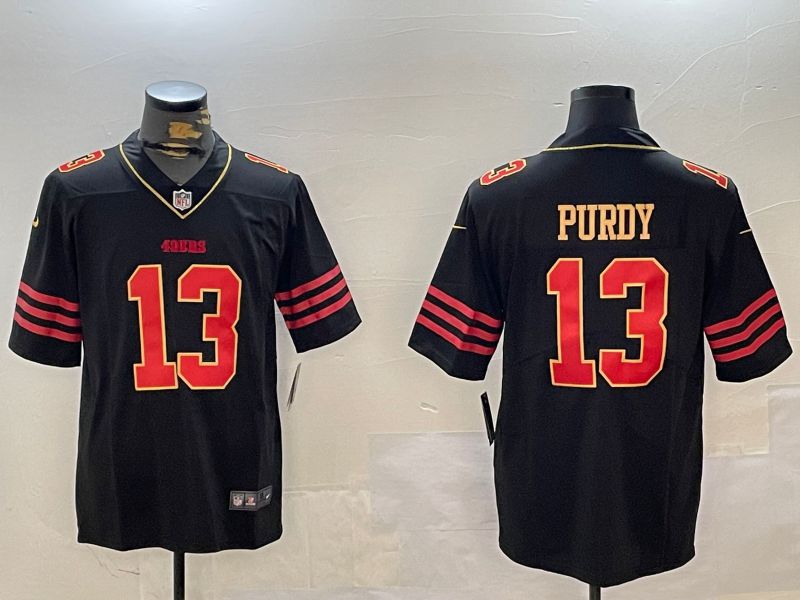 Men San Francisco 49ers 13 Purdy Black Gold 2024 Nike Limited NFL Jersey style 1230